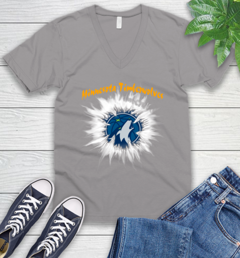 Minnesota Timberwolves NBA Basketball Rip Sports V-Neck T-Shirt 3