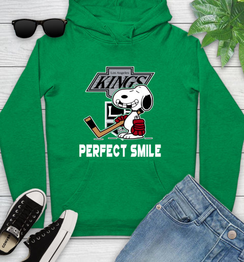 NHL Los Angeles Kings Snoopy Perfect Smile The Peanuts Movie Hockey T Shirt Youth Hoodie 9
