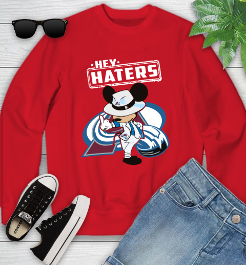 NHL Hey Haters Mickey Hockey Sports Colorado Avalanche Youth Sweatshirt 8
