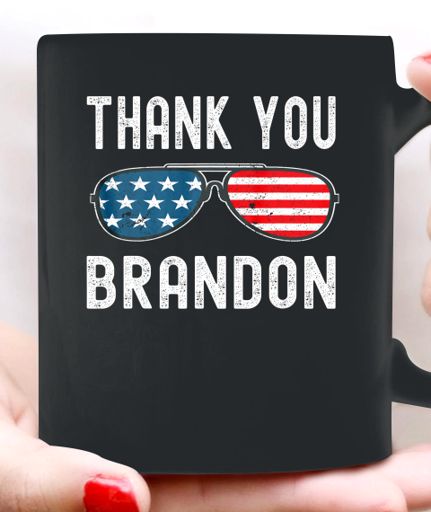 Thank You Brandon Sunglasses American US Flag Ceramic Mug 11oz