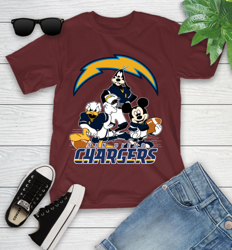 NFL San Diego Chargers Mickey Mouse Donald Duck Goofy Football Shirt Youth T-Shirt 14