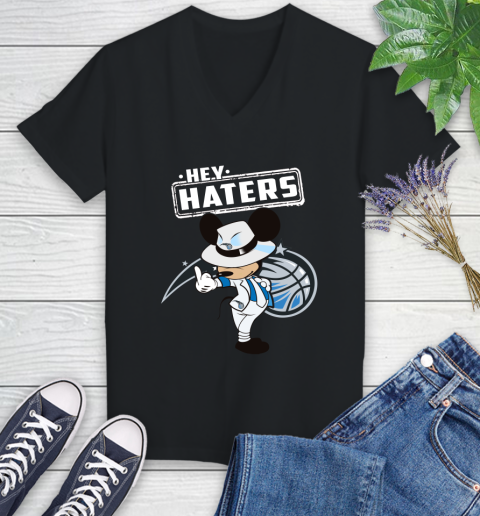 NBA Hey Haters Mickey Basketball Sports Orlando Magic Women's V-Neck T-Shirt