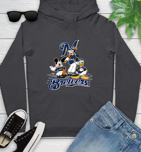 MLB Milwaukee Brewers Mickey Mouse Donald Duck Goofy Baseball T Shirt Youth Hoodie 8