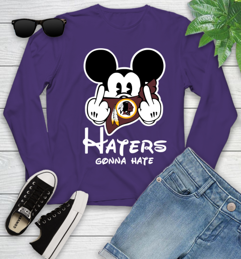 NFL Washington Redskins Haters Gonna Hate Mickey Mouse Disney Football T Shirt Youth Long Sleeve 4