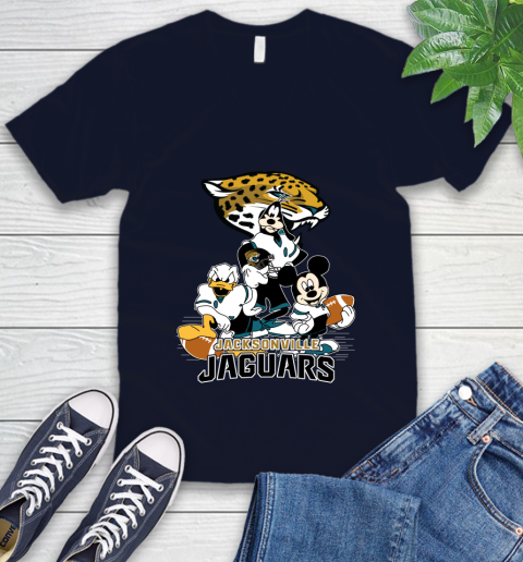 NFL Jacksonville Jaguars Mickey Mouse Donald Duck Goofy Football Shirt V-Neck T-Shirt 2