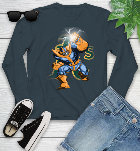Oakland Athletics MLB Baseball Thanos Avengers Infinity War Marvel Youth Long Sleeve 9