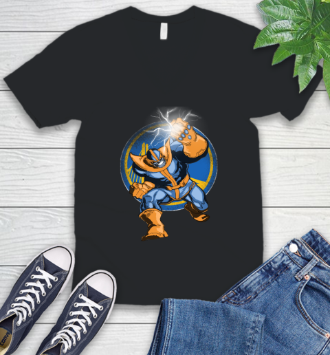 Golden State Warriors NBA Basketball Thanos Avengers Infinity War Marvel V-Neck T-Shirt