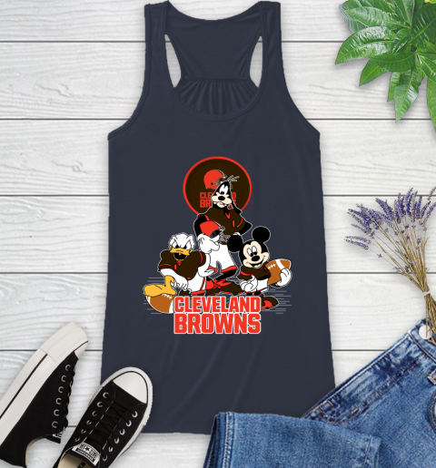 NFL Cleveland Browns Mickey Mouse Donald Duck Goofy Football Shirt Racerback Tank 10