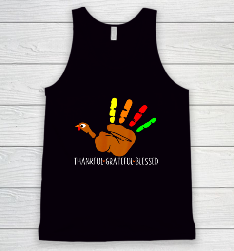 Thanksgiving Shirt Turkey Hand Print Funny Thanksgiving Day Tank Top