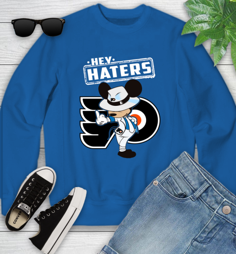 NHL Hey Haters Mickey Hockey Sports Philadelphia Flyers Youth Sweatshirt 7
