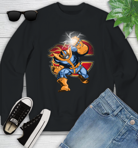 Calgary Flames NHL Hockey Thanos Avengers Infinity War Marvel Youth Sweatshirt