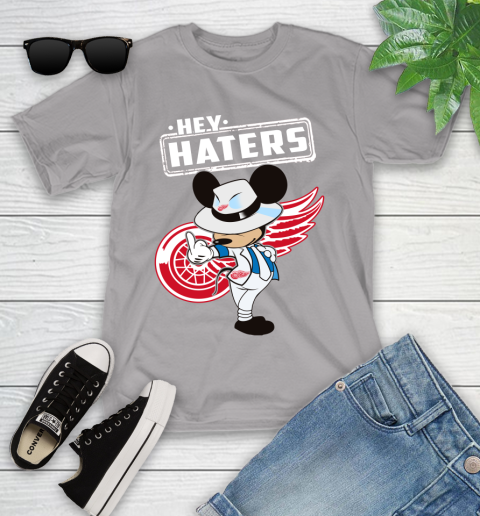 NHL Hey Haters Mickey Hockey Sports Detroit Red Wings Youth T-Shirt 4