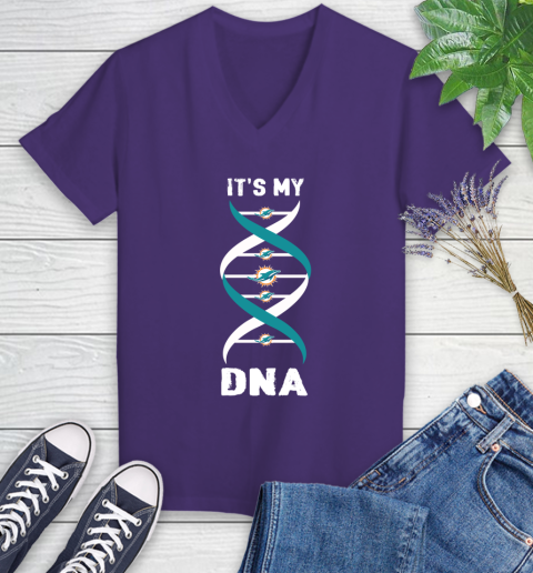 Miami Dolphins NFL Football It's My DNA Sports Women's V-Neck T-Shirt 3