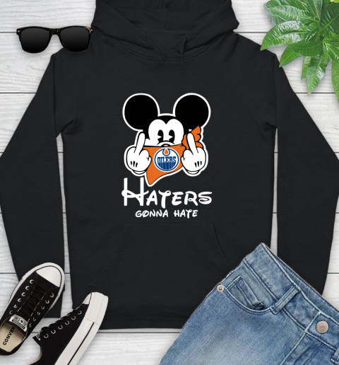 NHL Edmonton Oilers Haters Gonna Hate Mickey Mouse Disney Hockey T Shirt Youth Hoodie