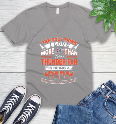 NBA The Only Thing I Love More Than Being A Oklahoma City Thunder Fan Is Being A Papa Basketball V-Neck T-Shirt 3