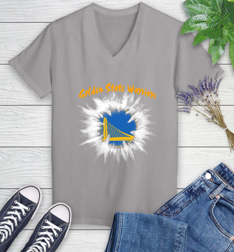 Golden State Warriors NBA Basketball Rip Sports Women's V-Neck T-Shirt 4