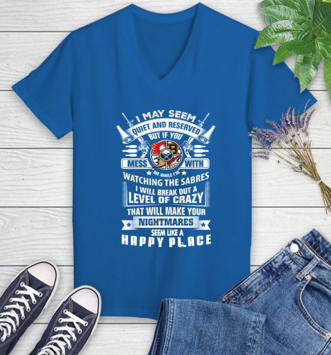 Buffalo Sabres NHL Hockey Don't Mess With Me While I'm Watching My Team Sports Women's V-Neck T-Shirt 10
