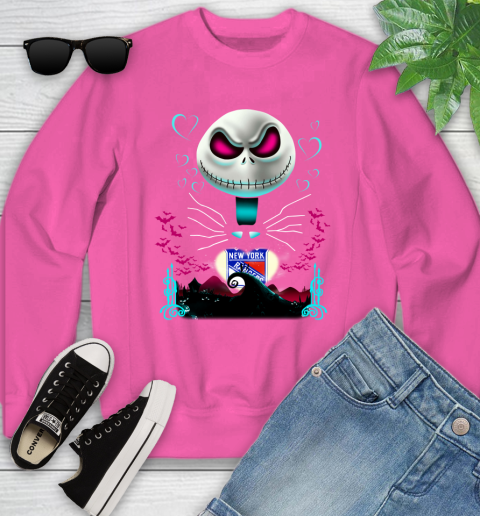 NHL New York Rangers Jack Skellington Sally The Nightmare Before Christmas Hockey Youth Sweatshirt 6