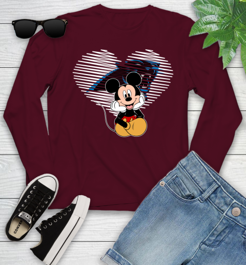 NFL Carolina Panthers The Heart Mickey Mouse Disney Football T Shirt_000 Youth Long Sleeve 6