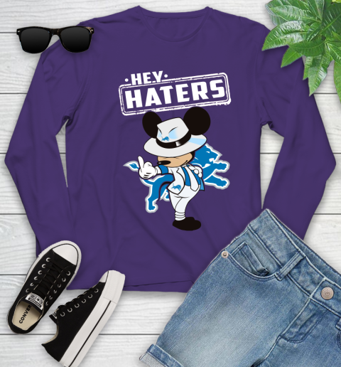 NFL Hey Haters Mickey Football Sports Detroit Lions Youth Long Sleeve 4