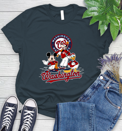 MLB Washington Nationals Mickey Mouse Donald Duck Goofy Baseball T Shirt Women's T-Shirt 11