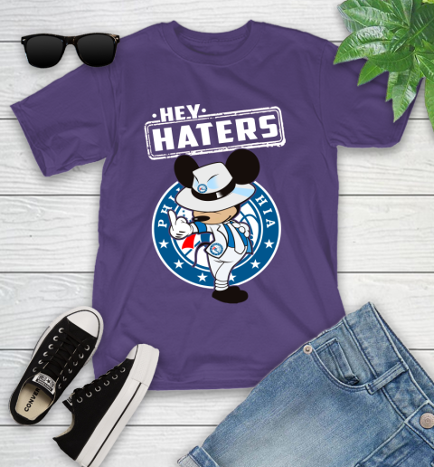 NBA Hey Haters Mickey Basketball Sports Philadelphia 76ers Youth T-Shirt 3
