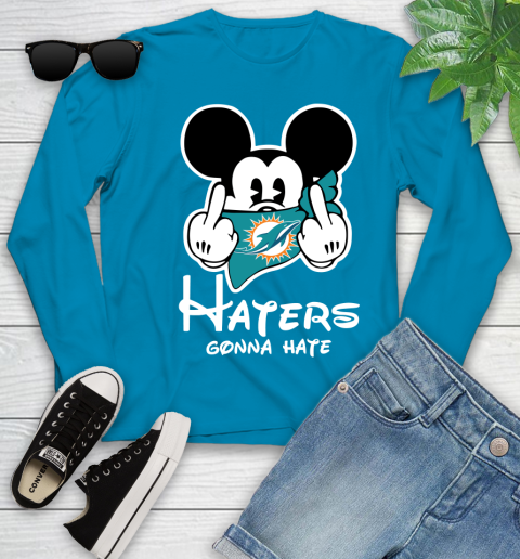 NFL Miami Dolphins Haters Gonna Hate Mickey Mouse Disney Football T Shirt Youth Long Sleeve 8
