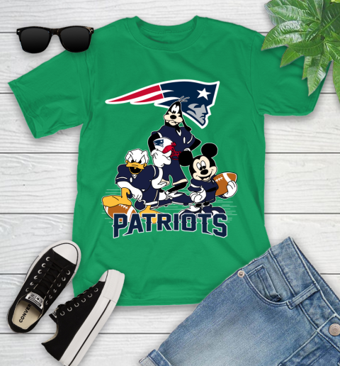 NFL New England Patriots Mickey Mouse Donald Duck Goofy Football Shirt Youth T Shirt Tee For Sports