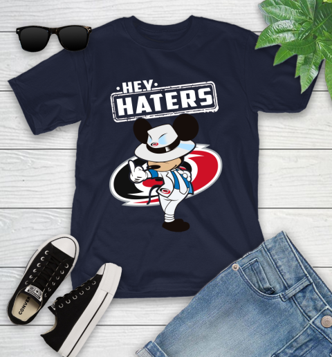NHL Hey Haters Mickey Hockey Sports Carolina Hurricanes Youth T-Shirt 2