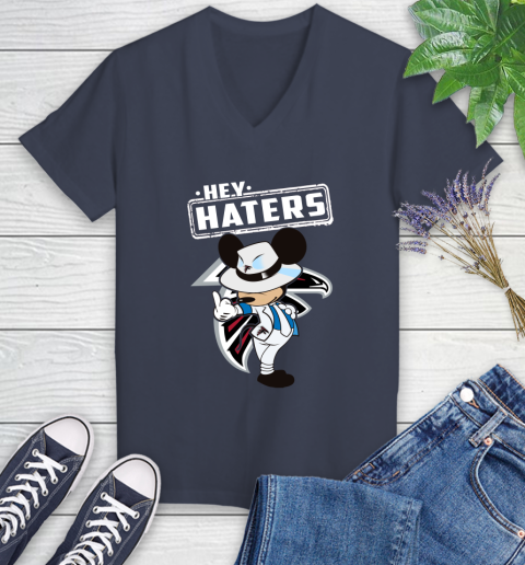 NFL Hey Haters Mickey Football Sports Atlanta Falcons Women's V-Neck T-Shirt 12
