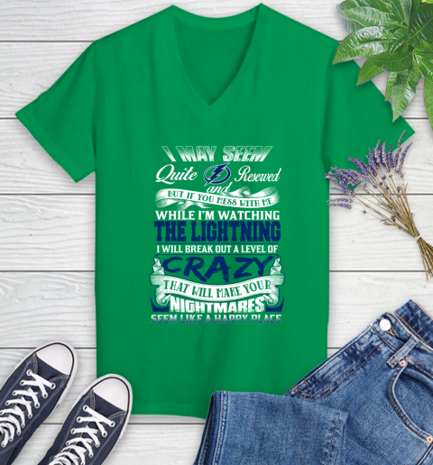 Tampa Bay Lightning NHL Hockey Don't Mess With Me While I'm Watching My Team Women's V-Neck T-Shirt 5