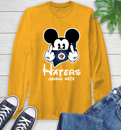 NHL Winnipeg Jets Haters Gonna Hate Mickey Mouse Disney Hockey T Shirt Long Sleeve T-Shirt 2