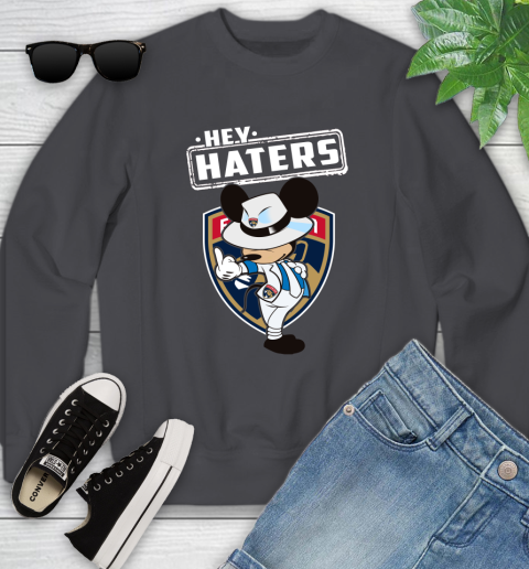 NHL Hey Haters Mickey Hockey Sports Florida Panthers Youth Sweatshirt 5