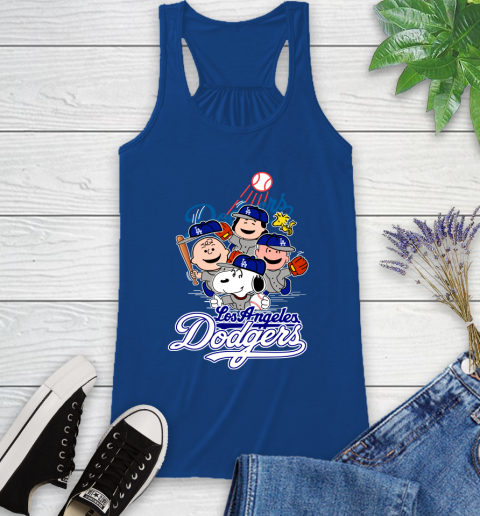 MLB Los Angeles Dodgers Snoopy Charlie Brown Woodstock The Peanuts Movie Baseball T Shirt_000 Racerback Tank 8