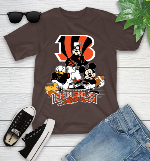 NFL Cincinnati Bengals Mickey Mouse Donald Duck Goofy Football Shirt Youth T-Shirt 22