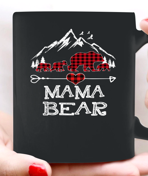 Mama Bear Shirt Red Buffalo Plaid Mama Bear Pajama Ceramic Mug 11oz
