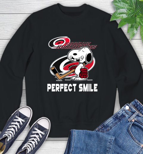 NHL Carolina Hurricanes Snoopy Perfect Smile The Peanuts Movie Hockey T Shirt Sweatshirt