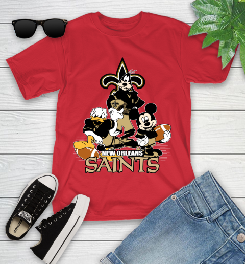 NFL New Orleans Saints Mickey Mouse Donald Duck Goofy Football Shirt Youth T-Shirt 13