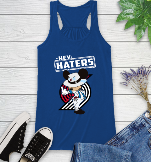 NBA Hey Haters Mickey Basketball Sports Portland Trail Blazers Racerback Tank 8