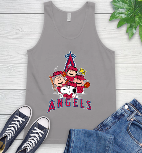 MLB Los Angeles Angels Snoopy Charlie Brown Woodstock The Peanuts Movie Baseball T Shirt_000 Tank Top 3