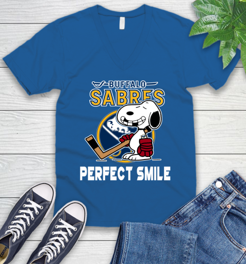 NHL Buffalo Sabres Snoopy Perfect Smile The Peanuts Movie Hockey T Shirt V-Neck T-Shirt 5