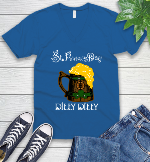 NHL Boston Bruins St Patrick's Day Dilly Dilly Beer Hockey Sports V-Neck T-Shirt 5