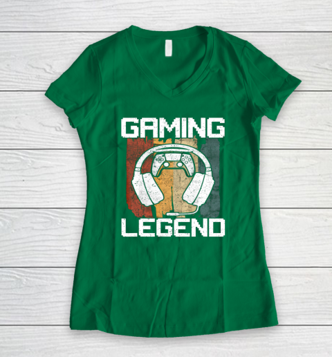 Gaming Legend PC Gamer Video Games Vintage Women's V-Neck T-Shirt 3