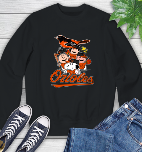 MLB Baltimore Orioles Snoopy Charlie Brown Woodstock The Peanuts Movie Baseball T Shirt_000 Sweatshirt