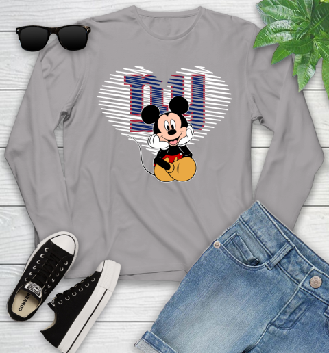 NFL New York Giants The Heart Mickey Mouse Disney Football T Shirt_000 Youth Long Sleeve 5