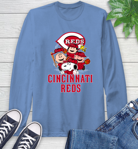 MLB Cincinnati Reds Snoopy Charlie Brown Woodstock The Peanuts Movie Baseball T Shirt_000 Long Sleeve T-Shirt 12