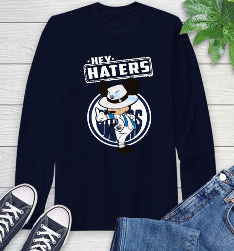 NHL Hey Haters Mickey Hockey Sports Edmonton Oilers Long Sleeve T-Shirt 3