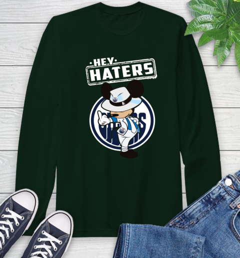 NHL Hey Haters Mickey Hockey Sports Edmonton Oilers Long Sleeve T-Shirt 7