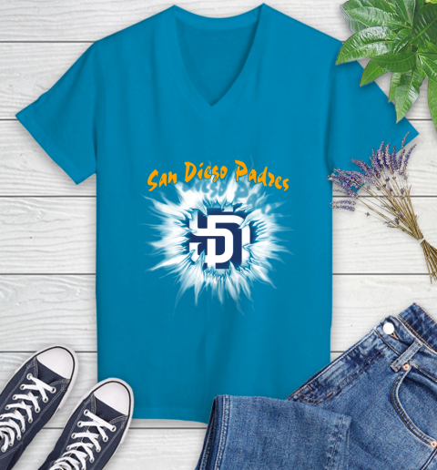 San Diego Padres MLB Baseball Adoring Fan Rip Sports Women's V-Neck T-Shirt 7