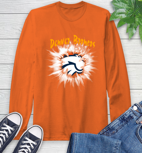 Denver Broncos NFL Football Adoring Fan Rip Sports Long Sleeve T-Shirt 4